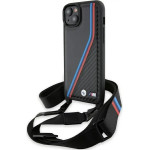 BMW M Edition Carbon Tricolor Lines & Strap case for iPhone 15 Plus / 14 Plus - black - (BMW000794-0)