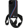 BMW M Edition Carbon Tricolor Lines & Strap case for iPhone 15 Plus / 14 Plus - black - (BMW000794-0)