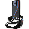 BMW M Edition Carbon Tricolor Lines & Strap case for iPhone 15 Pro - black - (BMW000795-0)