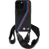BMW M Edition Carbon Tricolor Lines & Strap case for iPhone 15 Pro Max - black - (BMW000796-0)