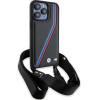 BMW M Edition Carbon Tricolor Lines & Strap case for iPhone 15 Pro Max - black - (BMW000796-0)