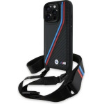 BMW M Edition Carbon Tricolor Lines & Strap Case for iPhone 16 Pro - Black - (BMW000944-0)