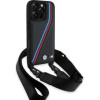 BMW M Edition Carbon Tricolor Lines & Strap Case for iPhone 16 Pro - Black - (BMW000944-0)