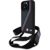 BMW M Edition Carbon Tricolor Lines & Strap Case for iPhone 16 Pro Max - Black - (BMW000945-0)