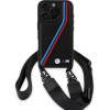 BMW M Edition Carbon Tricolor Lines & Strap Case for iPhone 16 Pro Max - Black - (BMW000945-0)