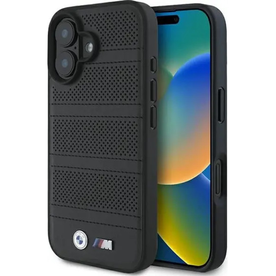 BMW M Perforated And Stitched Line MagSafe case for iPhone 16 - black - (BMW000865-0)