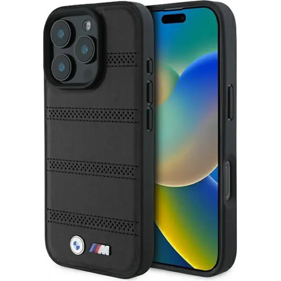 BMW M Perforated And Stitched Line MagSafe case for iPhone 16 Pro - black - (BMW000864-0)