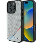 BMW M Perforated Tricolor Line MagSafe Case for iPhone 16 Pro - Gray - (BMW000855-0)