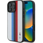 BMW M Performance Tricolor Printed Stripes MagSafeMagSafe iPhone 16 Pro Max Case - White - (BMW000934-0)