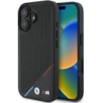 BMW M Perforated Tricolor Line MagSafe iPhone 16 Case - Black - (BMW000851-0)