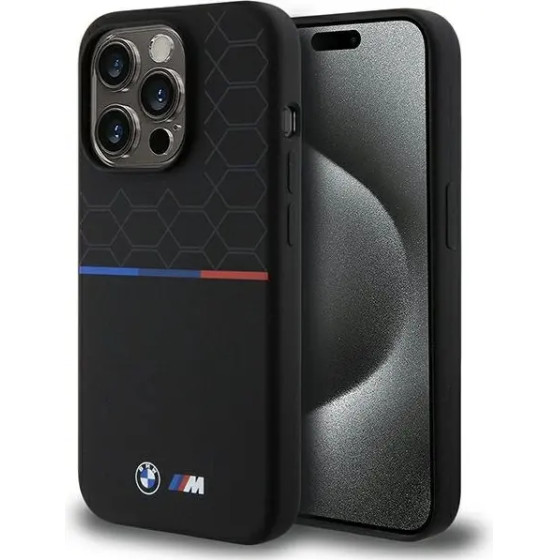 BMW M Silicone Pattern MagSafe case for iPhone 15 Pro - black - (BMW000818-0)