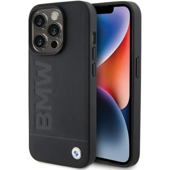 BMW MagSafe Leather Hot Stamp case for iPhone 15 Pro Max - black - (BMW000666-0)