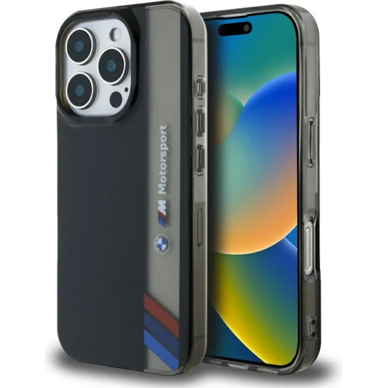 BMW Motorsport IML Vertical Stripe iPhone 16 Pro Max Case - Black - (BMW001000-0)
