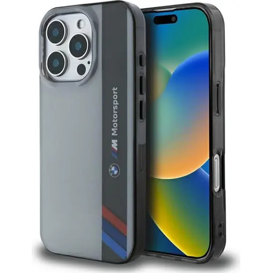 BMW Motosport IML Vertical Stripe iPhone 16 Pro Max Case - Gray - (BMW000877-0)