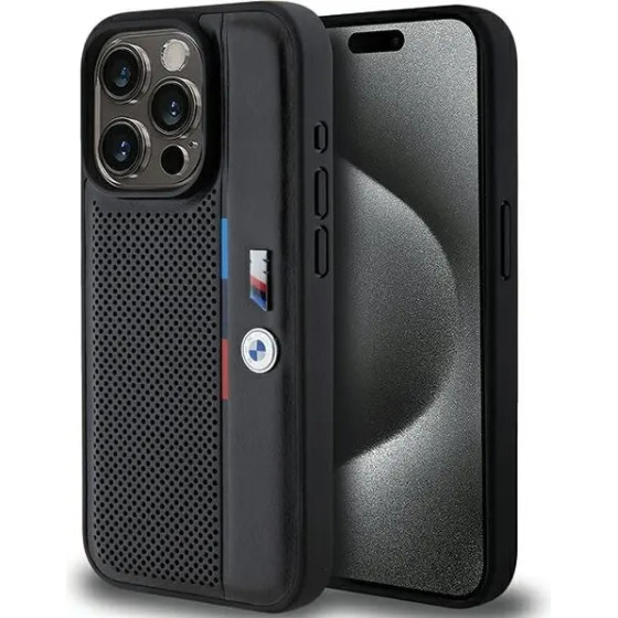 BMW Perforated Tricolor Line case for iPhone 15 Pro - black - (BMW000784-0)