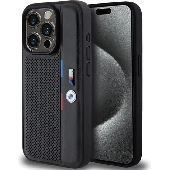 BMW Perforated Tricolor Line case for iPhone 15 Pro Max - black - (BMW000785-0)