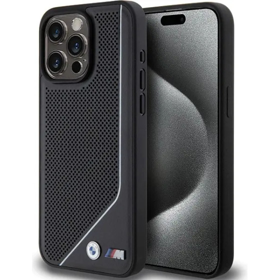 BMW Perforated Twisted Line MagSafe case for iPhone 15 Pro - black - (BMW000787-0)