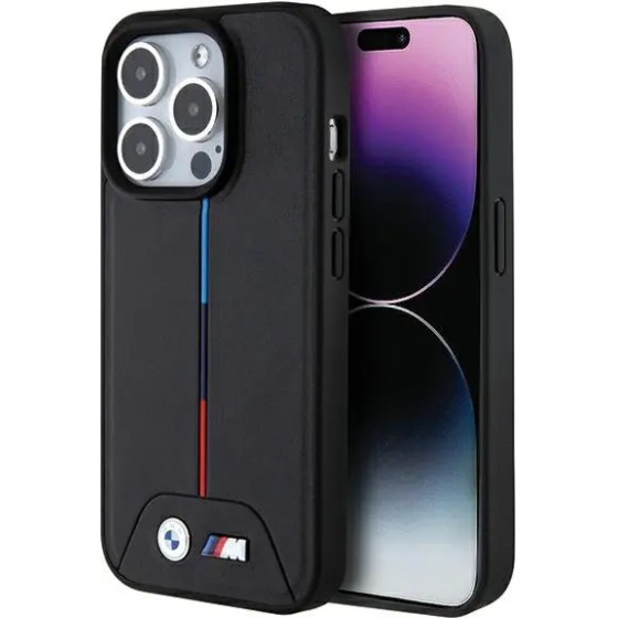 BMW Quilted Tricolor MagSafe case for iPhone 15 Pro - black - (BMW000731-0)