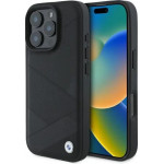 BMW Sign Leather Crossing Lines Pattern iPhone 16 Pro Max Case - Black - (BMW000916-0)