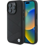 BMW Signature Leather Crossing Lines Pattern iPhone 16 Pro Case - Black - (BMW000847-0)