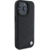 BMW Signature Leather Crossing Lines Pattern iPhone 16 Pro Case - Black - (BMW000847-0)