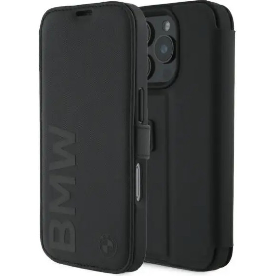BMW Signature Leather Wordmark Case for iPhone 16 Pro - Black - (BMW000955-0)
