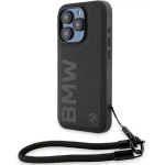 BMW Signature Leather Wordmark Cord case for iPhone 15 Pro - black - (BMW000780-0)