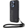 BMW Signature Leather Wordmark Cord case for iPhone 15 Pro Max - black - (BMW000781-0)