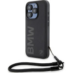 BMW Signature Leather Wordmark Cord case for iPhone 15 Pro Max - black - (BMW000781-0)