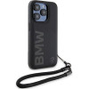 BMW Signature Leather Wordmark Cord case for iPhone 15 Pro Max - black - (BMW000781-0)