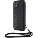 BMW Signature Leather Wordmark Cord Case for iPhone 15/14/13 - Black - (BMW000778-0)