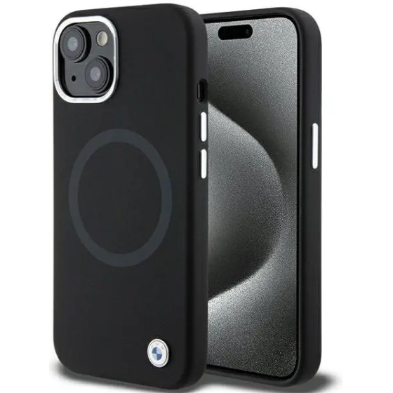 BMW Signature Liquid Silicone MagSafe case for iPhone 15 Plus - black - (BMW000692-0)