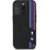 BMW Silicone Cut Tricolor Lines MagSafe Case for iPhone 16 Pro Max - Black - (BMW000964-0)