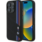 BMW Silicone Cut Tricolor Lines MagSafe Case for iPhone 16 Pro - Black - (BMW000962-0)