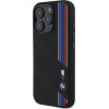 BMW Silicone Cut Tricolor Lines MagSafe Case for iPhone 16 Pro - Black - (BMW000962-0)