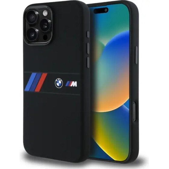 BMW Silicone Middle Stripe MagSafe Case for iPhone 16 Pro Max - Black - (BMW000963-0)
