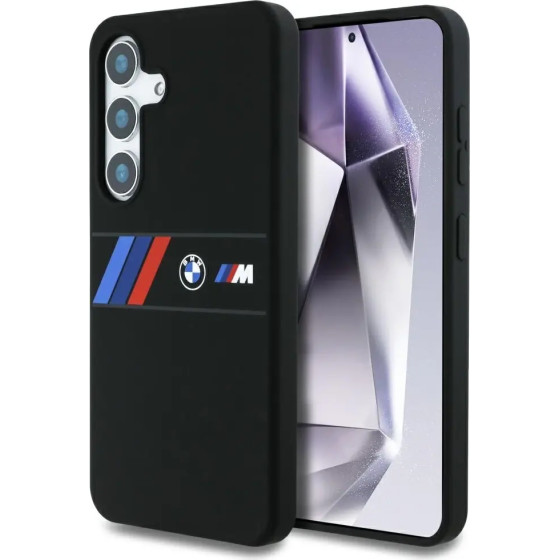 BMW Silicone Middle Tricolor Stripes MagSafe Case for Samsung Galaxy S25 - Black - (BMW000998-0)