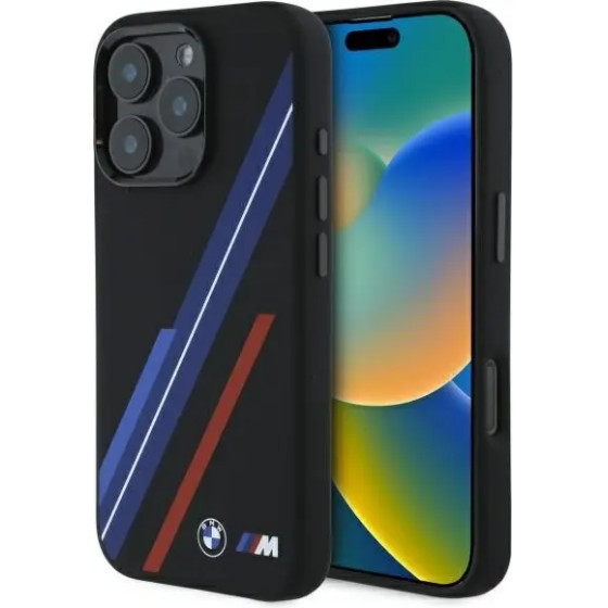 BMW Silicone Random Lines MagSafe Case for iPhone 16 Pro Max - Black - (BMW000967-0)