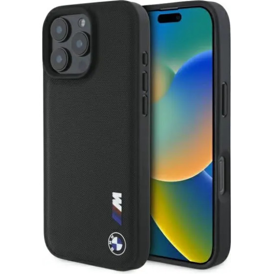BMW Smooth Rubber Logo iPhone 16 Pro Max Case - Black - (BMW000927-0)