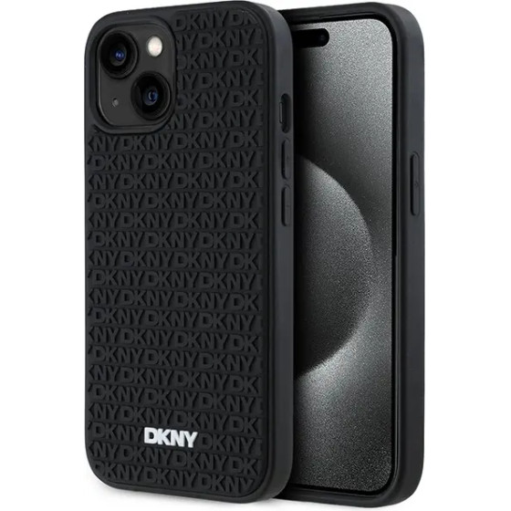 DKNY 3D Rubber Repeat Pattern case for iPhone 15 Plus - black - (DK000197-0)