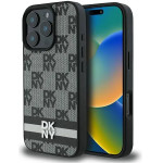 DKNY Checkered Pattern & Printed Stripes case for iPhone 16 Pro Max - black - (DK000255-0)
