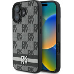 DKNY Checkered Pattern & Printed Stripes case for iPhone 16 - black - (DK000253-0)