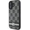 DKNY Checkered Pattern & Printed Stripes case for iPhone 16 - black - (DK000253-0)