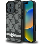 DKNY Checkered Pattern & Printed Stripes case for iPhone 16 Pro - black - (DK000254-0)