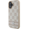 DKNY Checkered Pattern & Printed Stripes iPhone 16 Case - Pink - (DK000256-0)