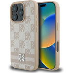 DKNY Checkered Pattern & Printed Stripes iPhone 16 Pro Max Case - Pink - (DK000258-0)