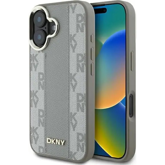 DKNY Checkered Pattern Magsafe iPhone 16 Case - Beige - (DK000246-0)