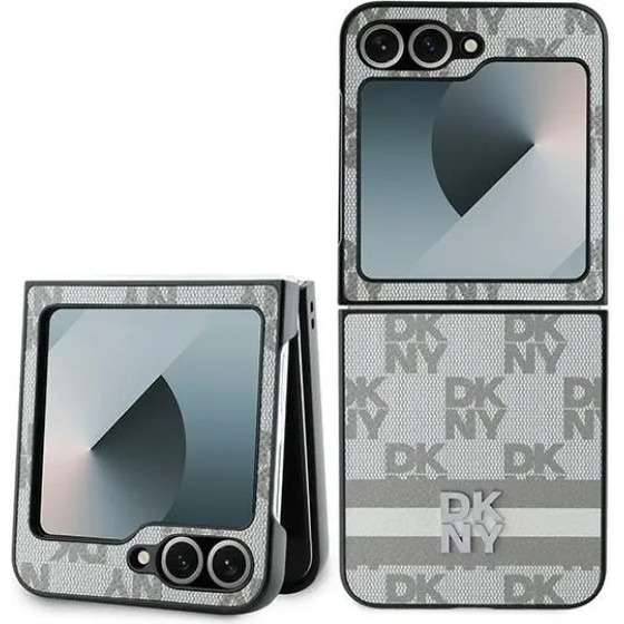 DKNY Checkered Pattern Printed Stripes Case for Samsung Galaxy Z Flip 6 - Beige - (DK000223-0)