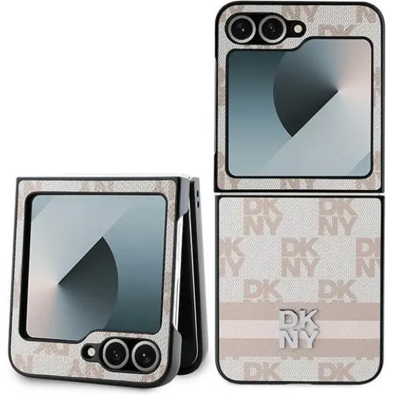 DKNY Checkered Pattern Printed Stripes Case for Samsung Galaxy Z Flip 6 - Pink - (DK000224-0)