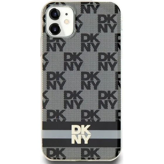 DKNY IML Checkered Mono Pattern & Printed Stripes MagSafe Case for iPhone 11 / Xr - Black - (DK000164-0)